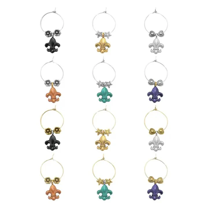 12-Piece Fleur-de-Lis Wine Glass Charms Set - Image 2