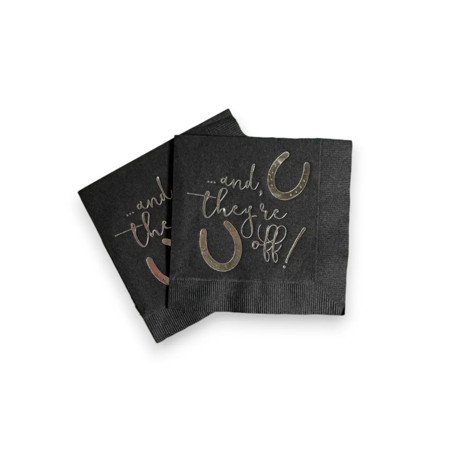 And They're Off Derby Napkins – Red & Gold Luncheon or Black & Silver Cocktail | Party Napkins - Image 2
