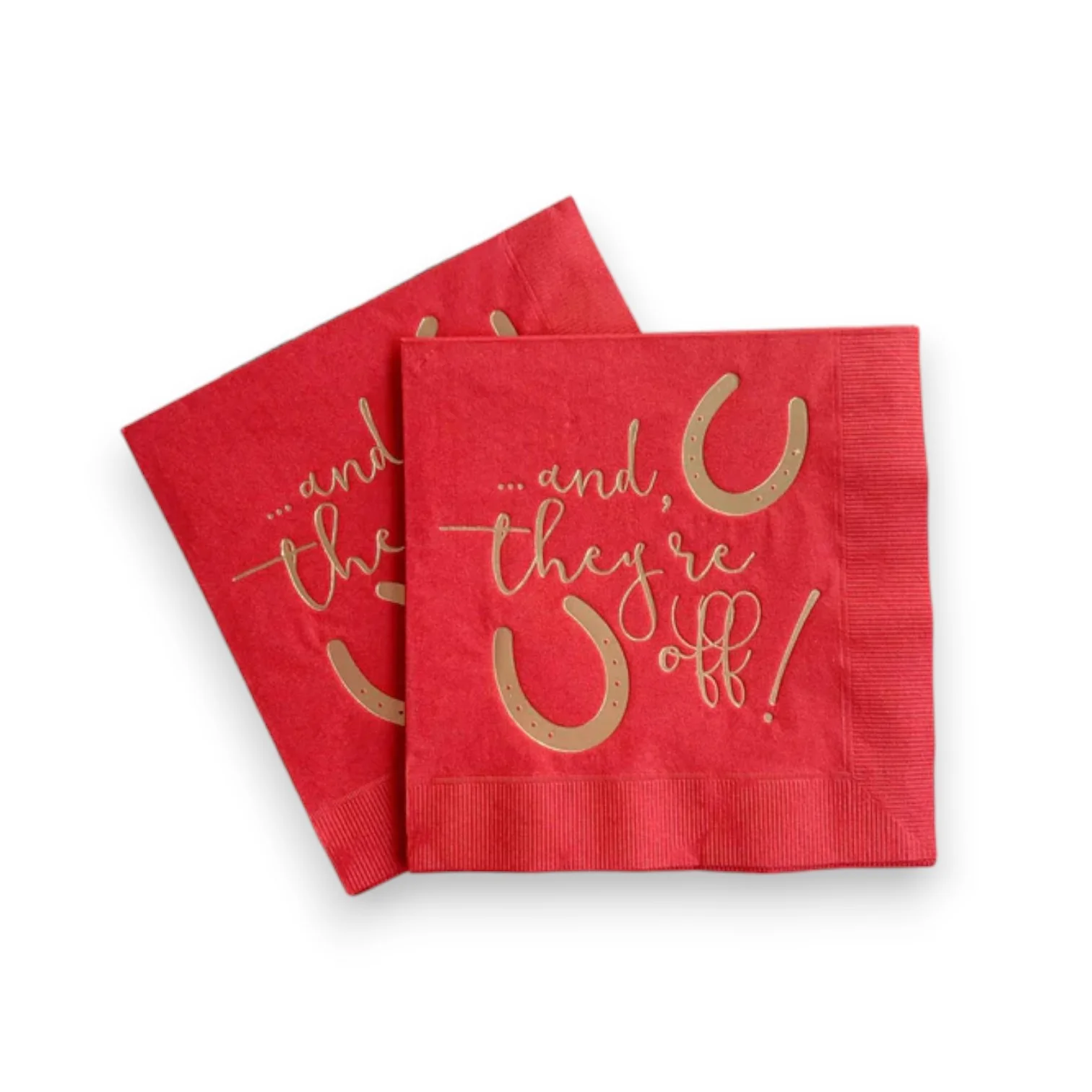 And They're Off Derby Napkins – Red & Gold Luncheon or Black & Silver Cocktail | Party Napkins - Image 3