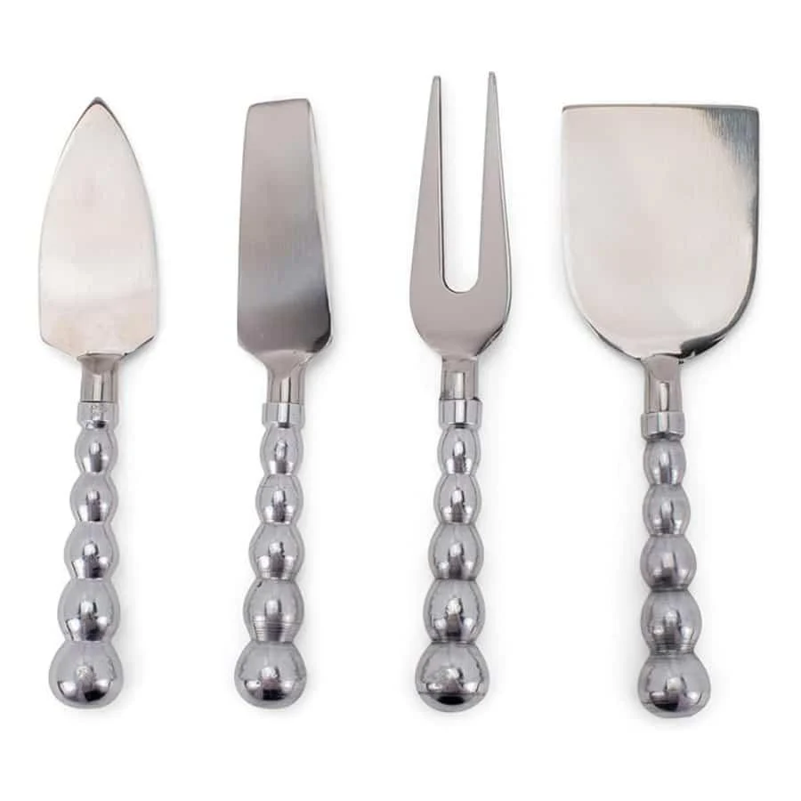 Beaded Metal Set of 4 Cheese Knives