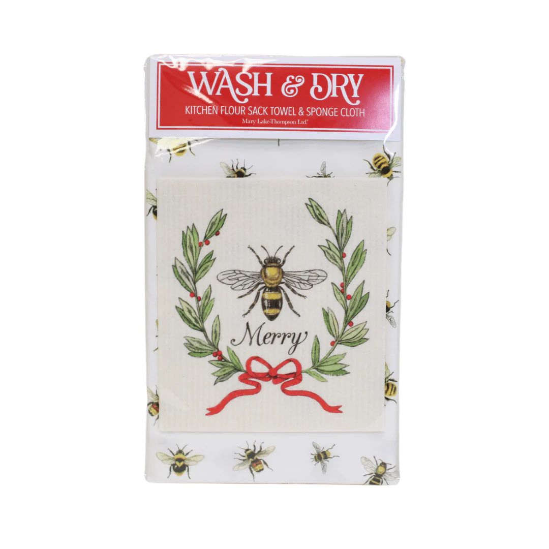 Bee Merry Kitchen Flour Sack Towel & Sponge Cloth Set