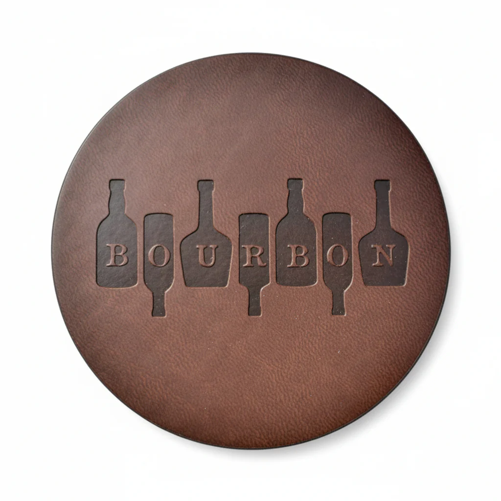 Bourbon on Bottles Leather Coaster Collection | 2 Shapes - Image 3