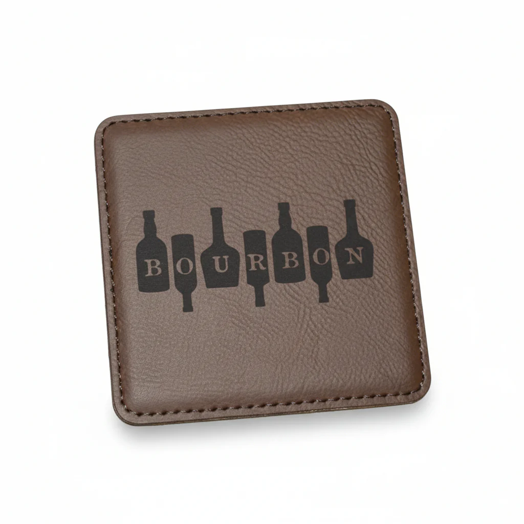 Bourbon on Bottles Leather Coaster Collection | 2 Shapes - Image 4