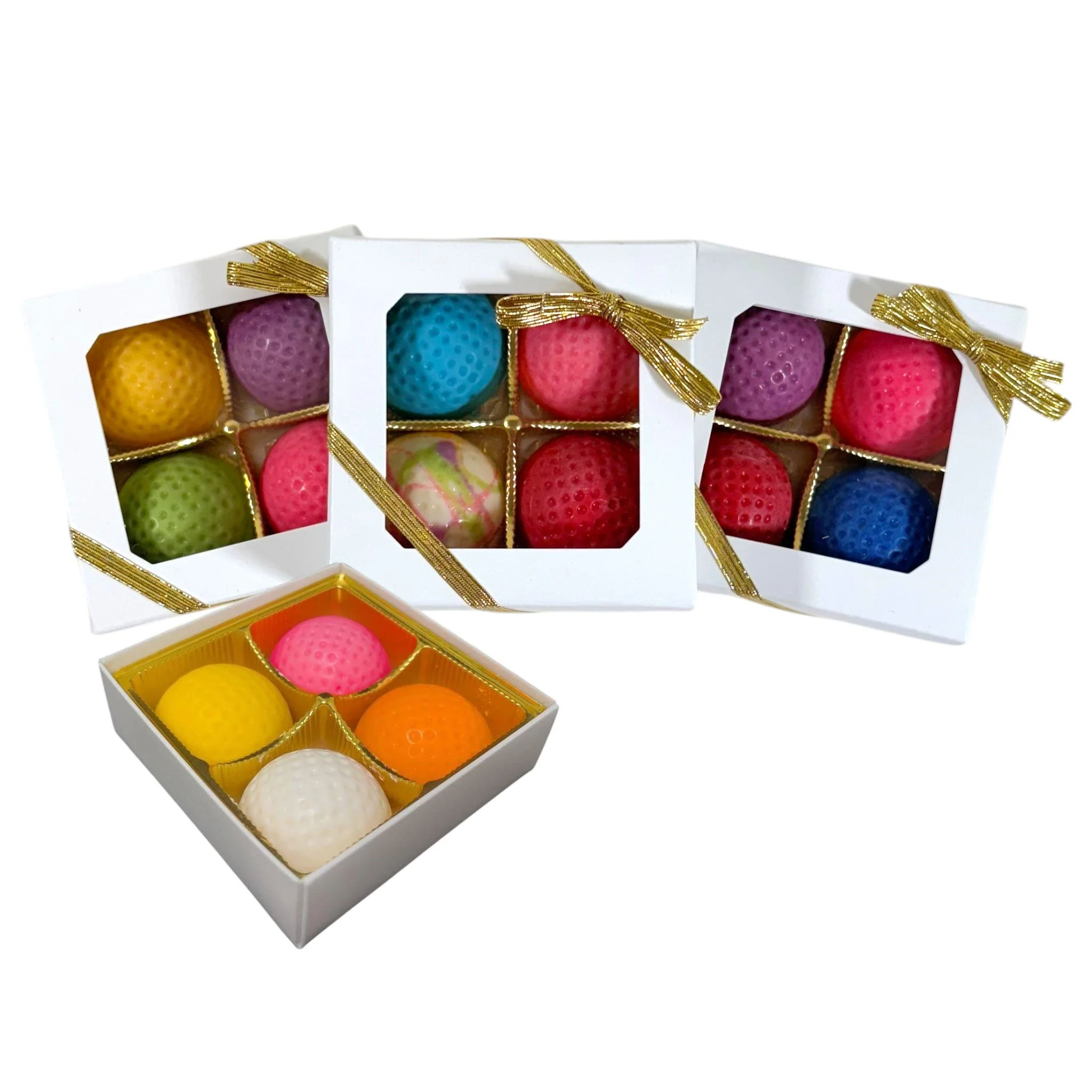 Chocolate Golf Balls – 4-Piece Assorted Half-Shape White Chocolate Set