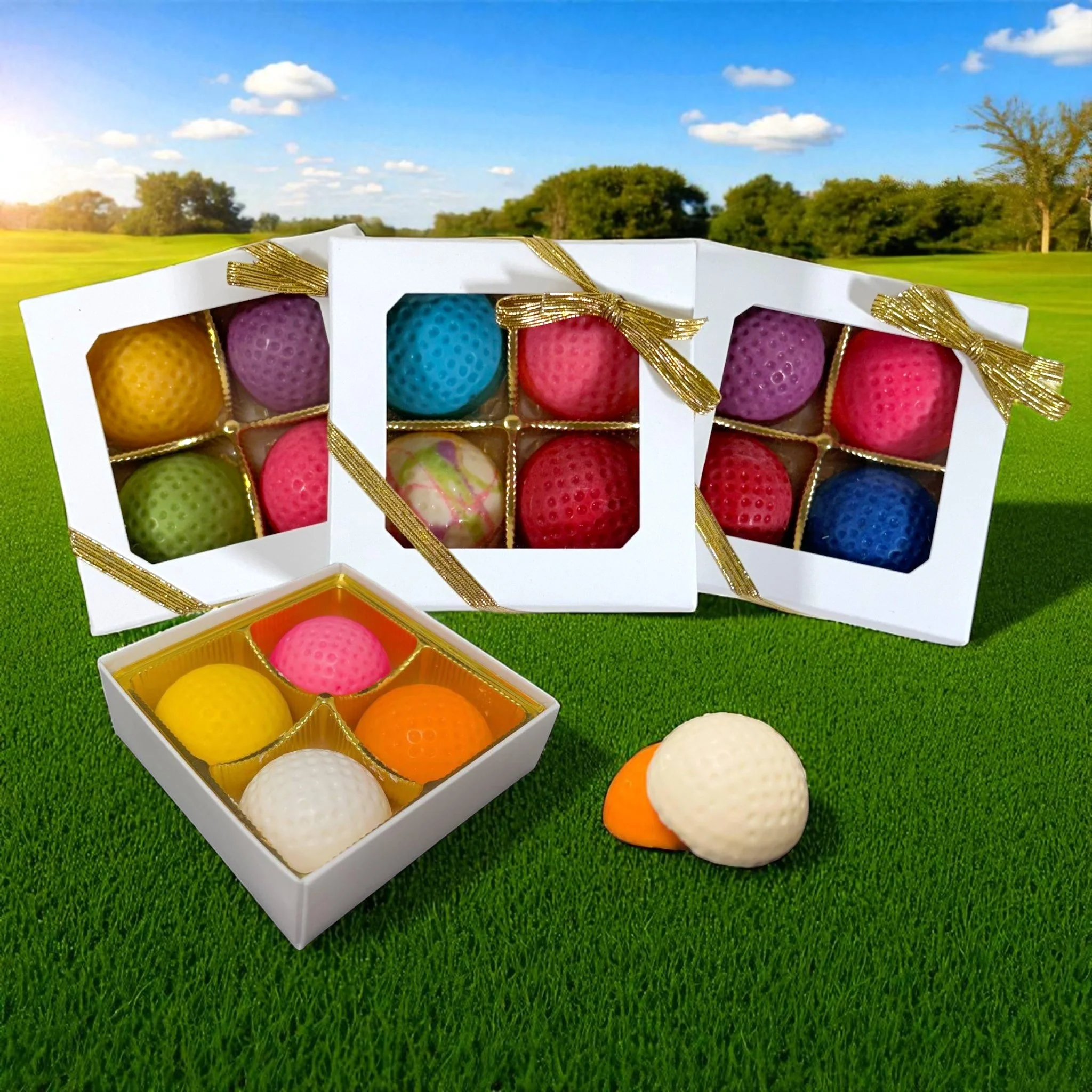 Chocolate Golf Balls – 4-Piece Assorted Half-Shape White Chocolate Set - Image 3