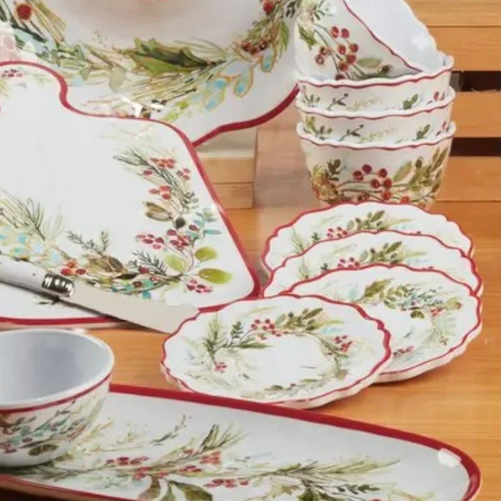 Christmas Gatherings Melamine Canape Plates – Set of 4, 6" Holiday Serveware - Image 2