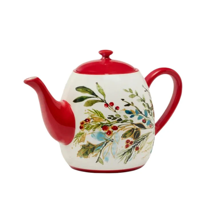 Christmas Gatherings Melamine Ceramic Teapot – 36 oz. - Image 2