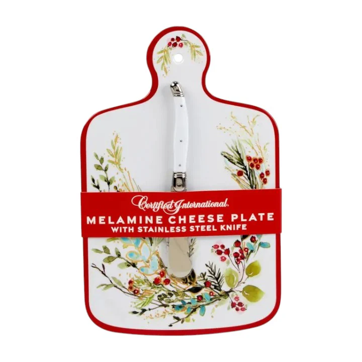 Christmas Gatherings Melamine Cheese Board with Stainless Steel Knife