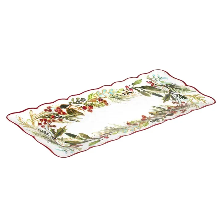 Christmas Gatherings Melamine Rectangular Platter – 19" x 8" - Image 2
