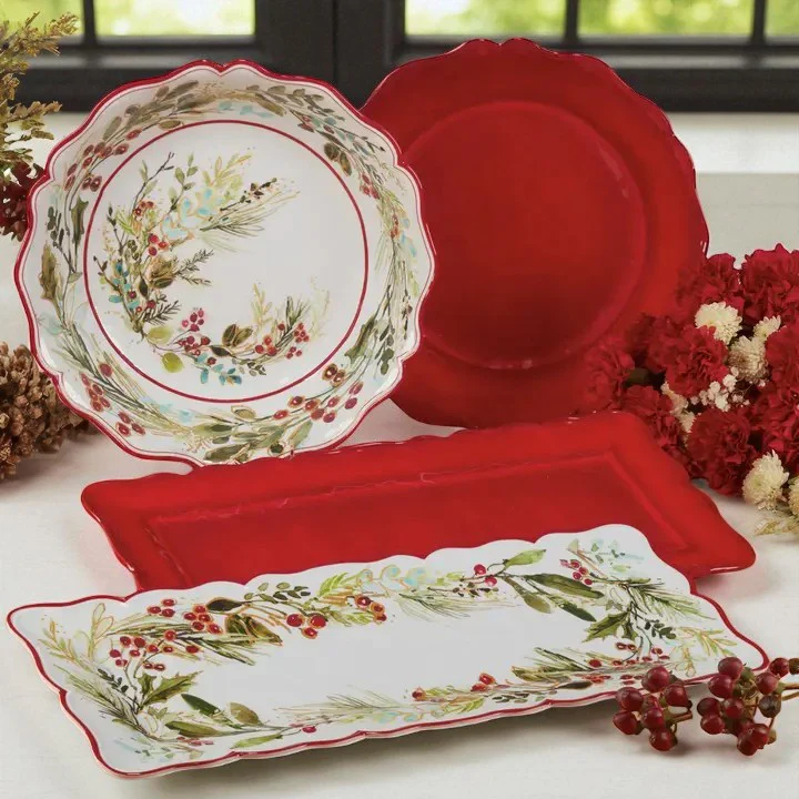 Christmas Gatherings Melamine Rectangular Platter – 19" x 8" - Image 3