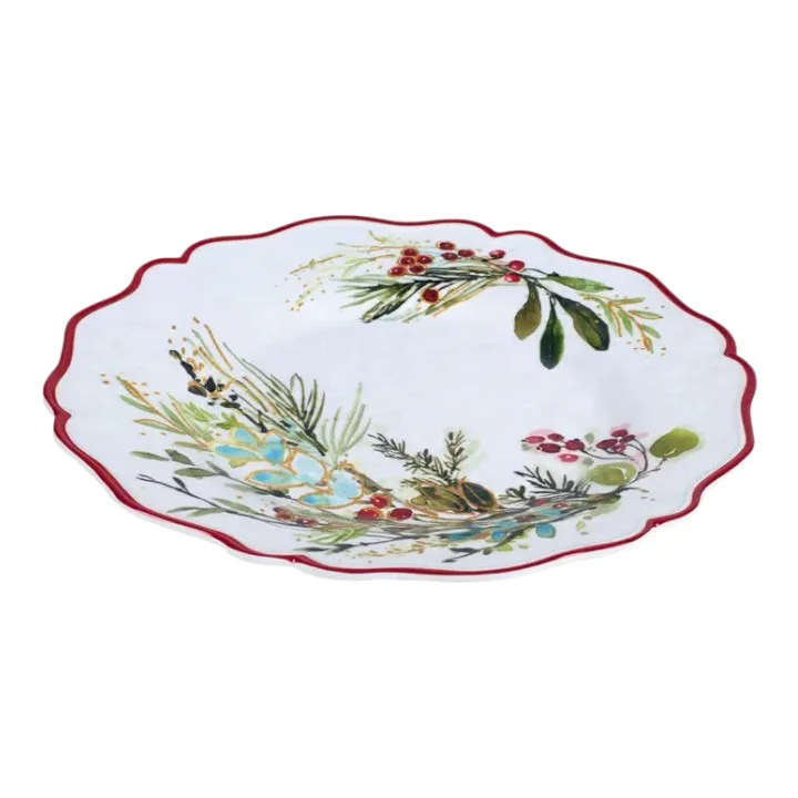 Christmas Gatherings Melamine Round Platter – 14" Holiday Serveware