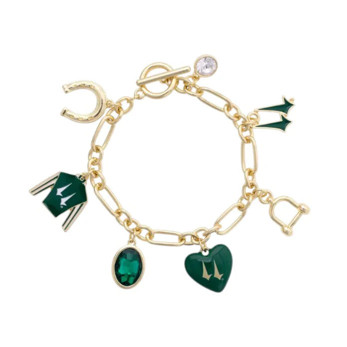 Churchill Downs Jockey Silk Enamel Charm Bracelet in Green