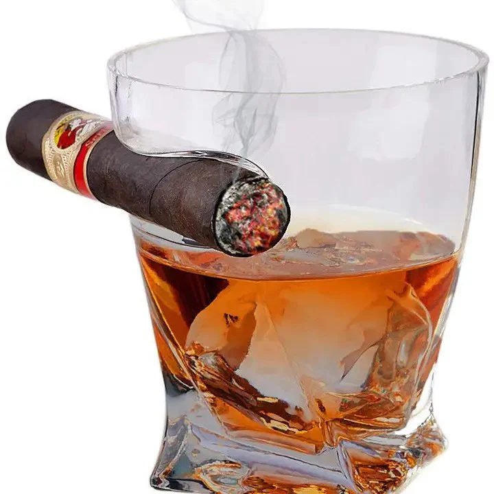 Cigar Holder Whiskey Glass – Old Fashioned Tumbler