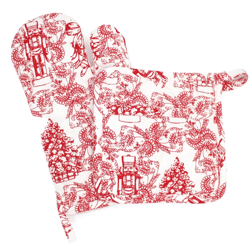 Classic Nutcracker Oven Mitt & Potholder Set
