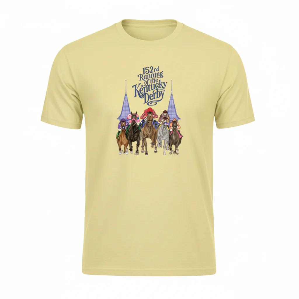 "Coming at You" Kentucky Derby 152 Art T-Shirt | Running of the Roses Tee - Image 3