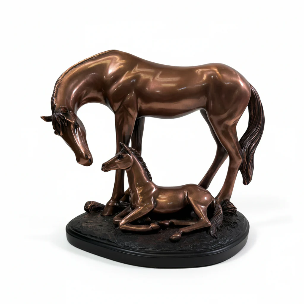 Copper Mom & Baby Horse Sculpture | Available in Two Sizes - Image 3