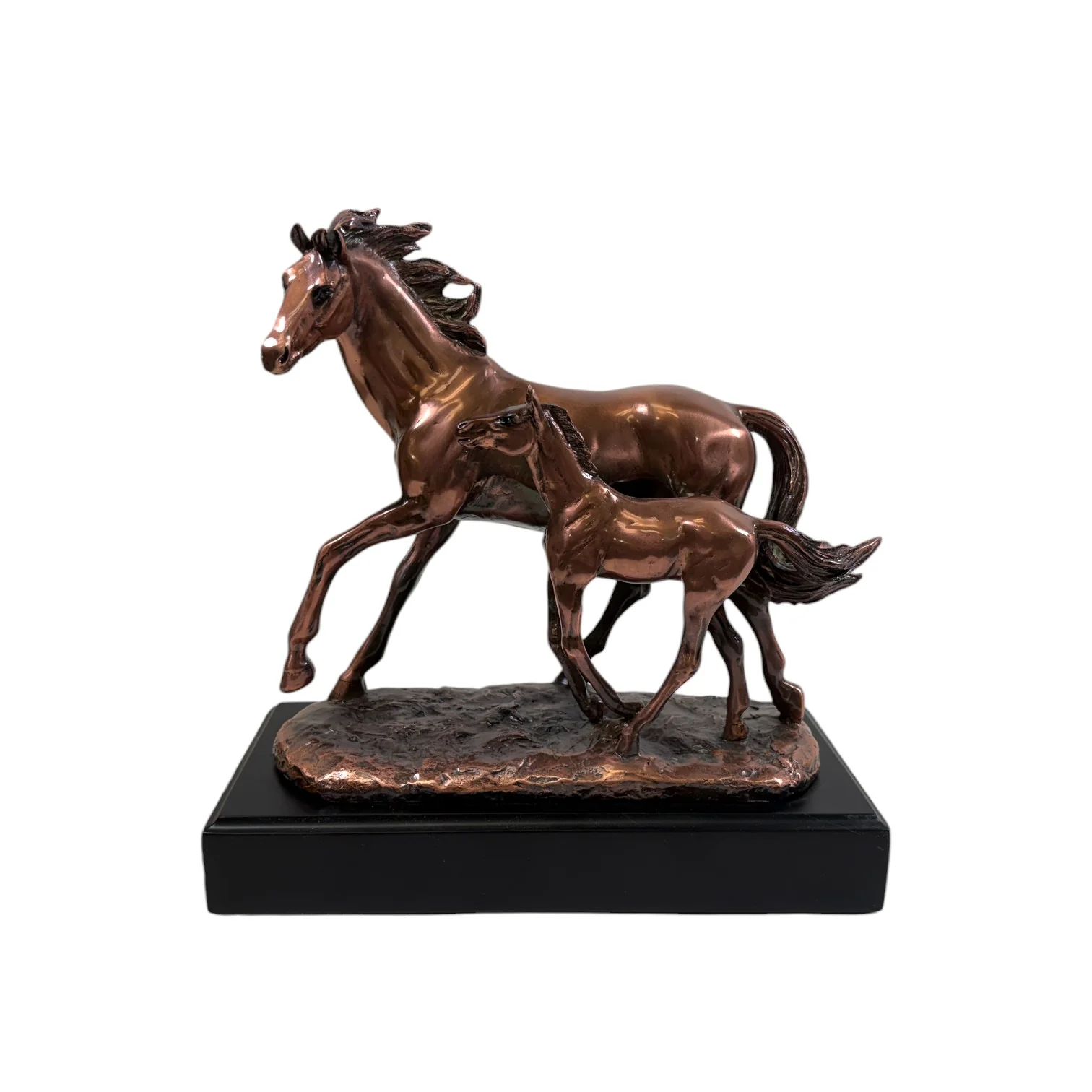 Copper Mom & Foal Running Sculpture | Dynamic Equestrian Decor - Image 4