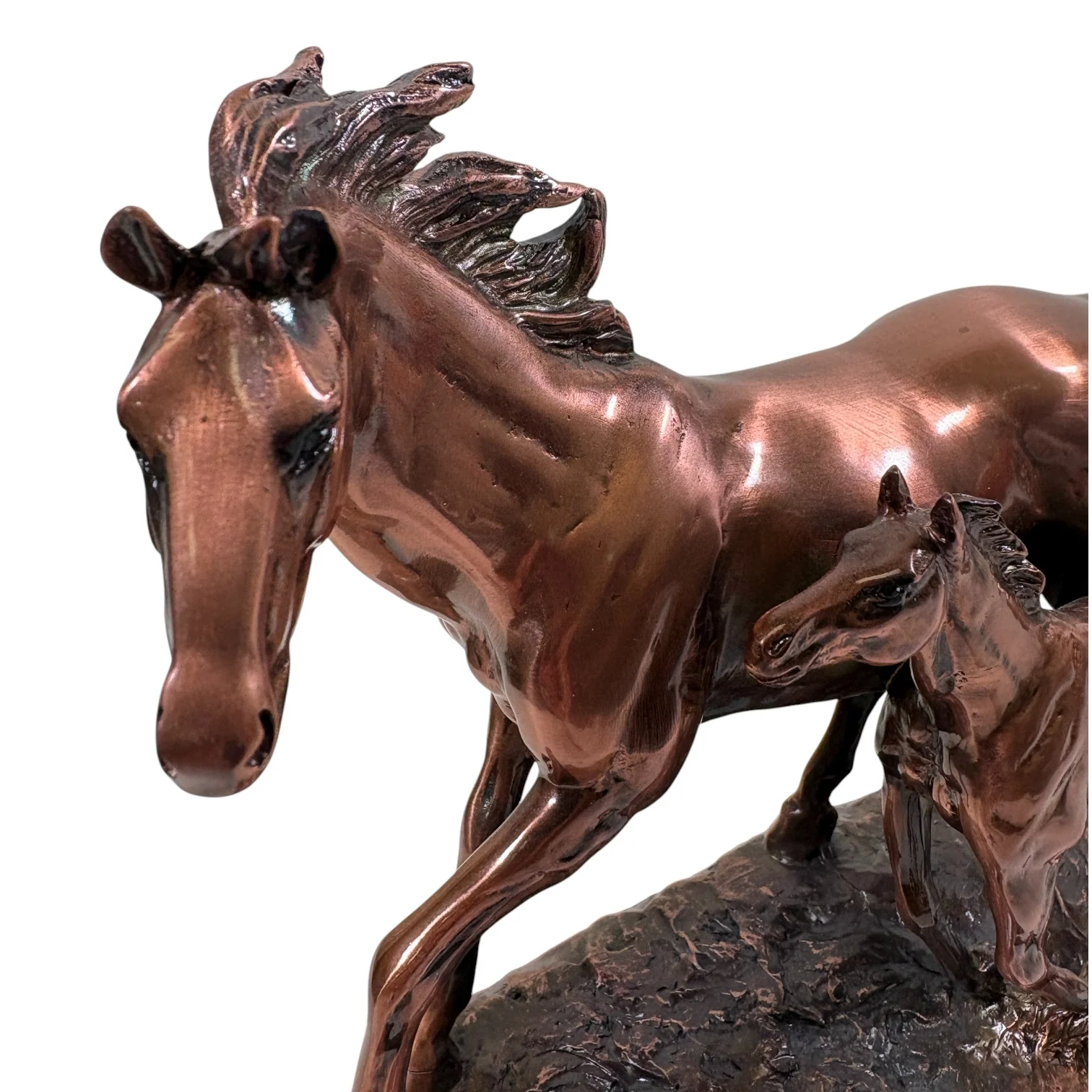 Copper Mom & Foal Running Sculpture | Dynamic Equestrian Decor - Image 6