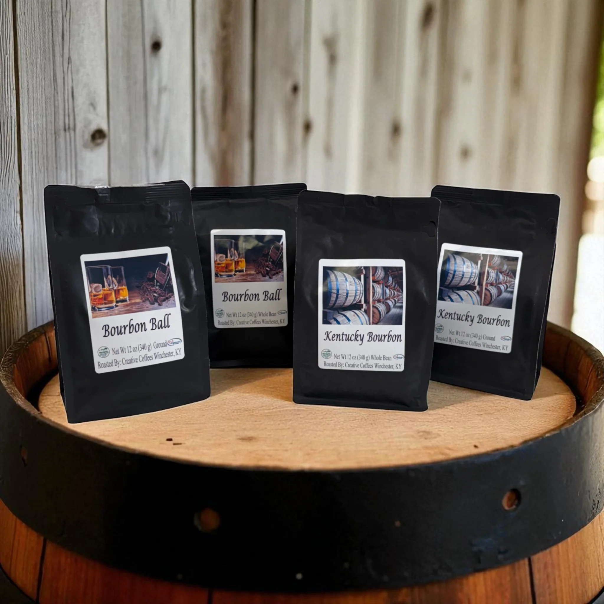 Creative Coffees – Kentucky Bourbon & Bourbon Ball Flavored Coffee (12 oz, Ground or Whole Bean)
