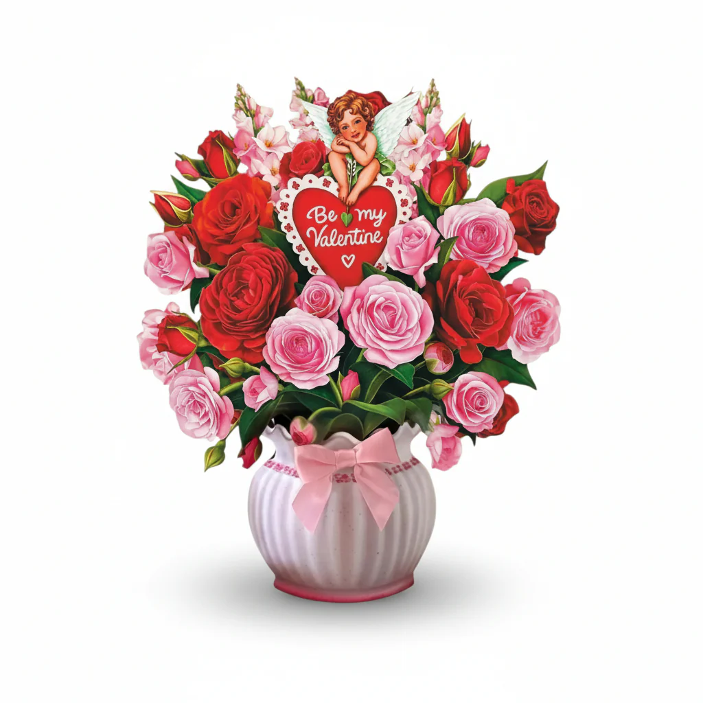 Cupid’s Valentine Pop-Up Card | Paper Flower Bouquet