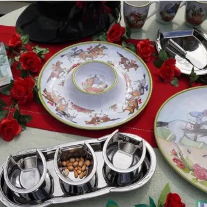 Day at the Races Melamine Chip & Dip Tray | 14.5-Inch Equestrian Platter - Image 2