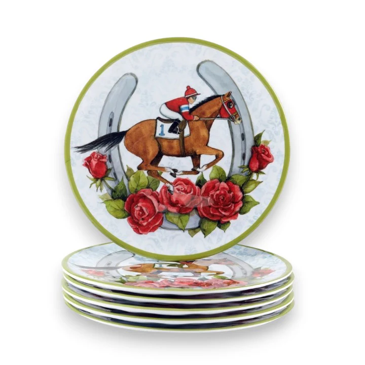 Day at the Races Melamine Salad Plate | Individual 9-Inch Equestrian Plate