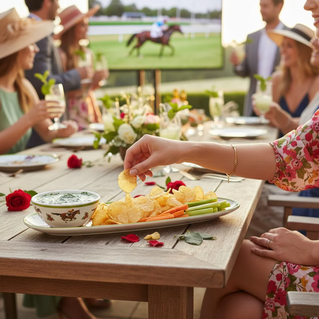 Day at the Races Oval Tray with Dip Bowl | Equestrian Chip and Dip Server - Image 2