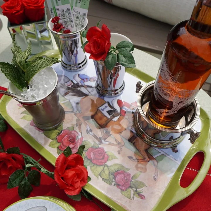 Day at the Races Rectangular Serving Tray with Handles | 19" x 12" Melamine Platter - Image 2