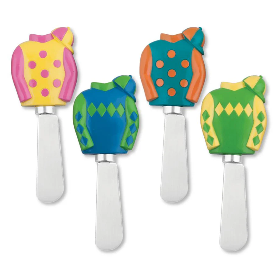 Derby Themed Cheese Spreaders - Set of 4 (Jockey Silks or Horse & Jockey) - Image 3