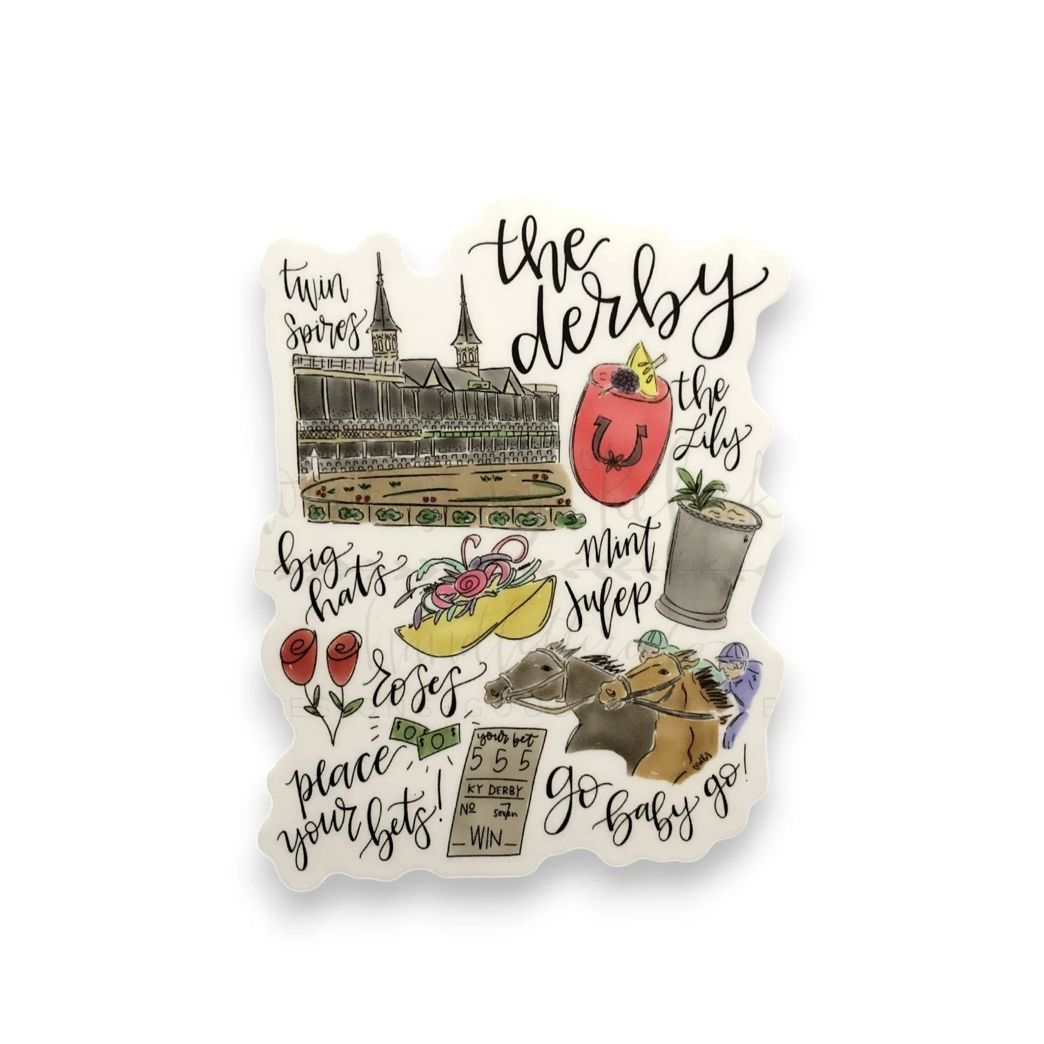 The Derby Watercolor Collage Sticker | 4" Laptop & Water Bottle Decal