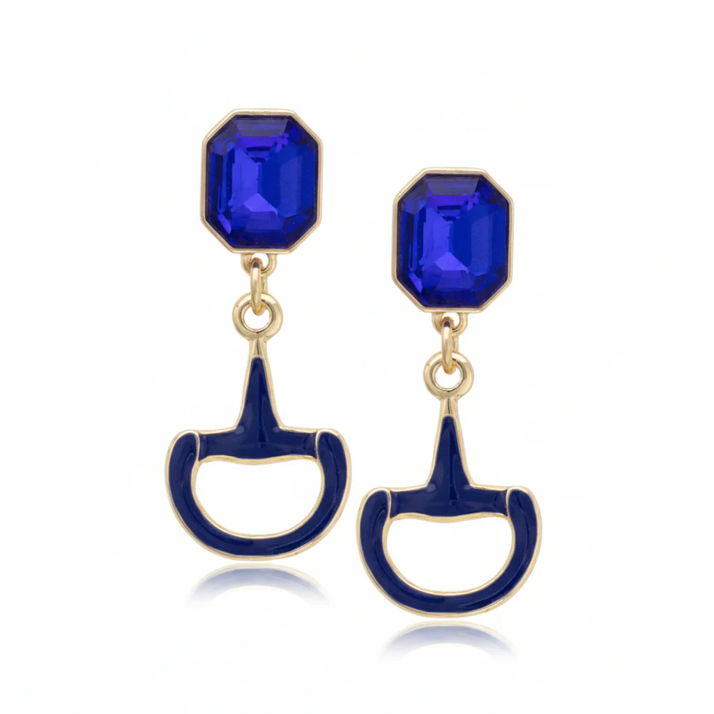 Eclipse Rhinestone Enamel Horsebit Earrings | Equestrian Sparkle - Image 4