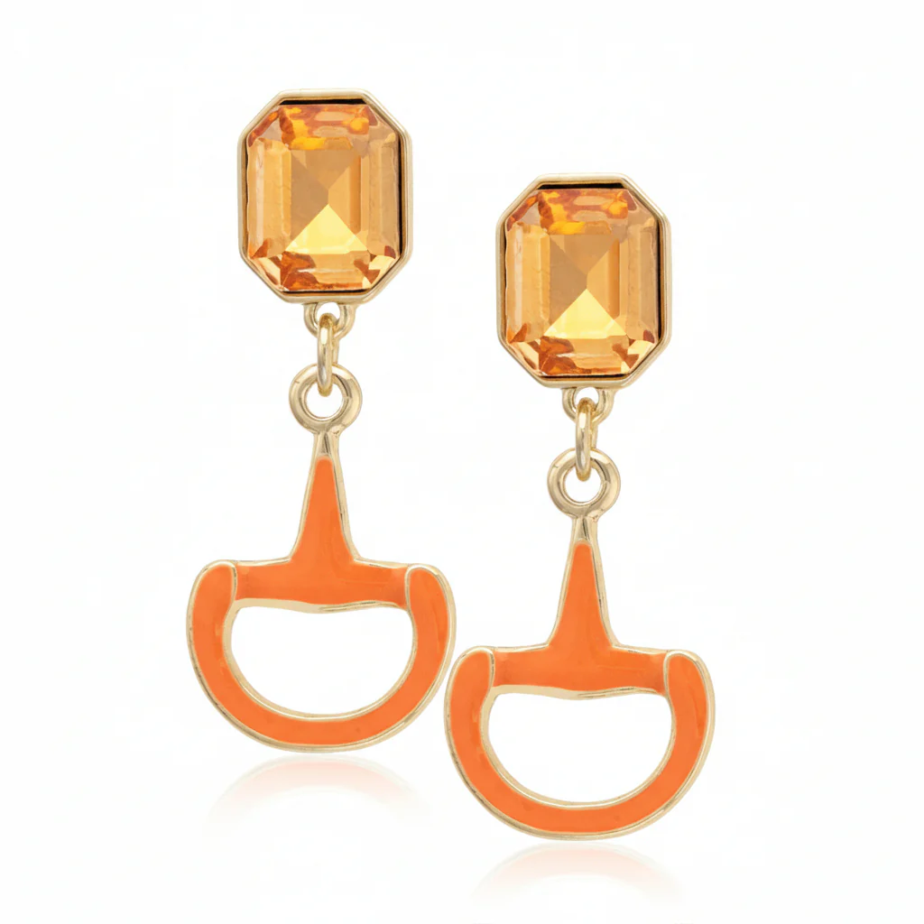 Eclipse Rhinestone Enamel Horsebit Earrings | Equestrian Sparkle - Image 5