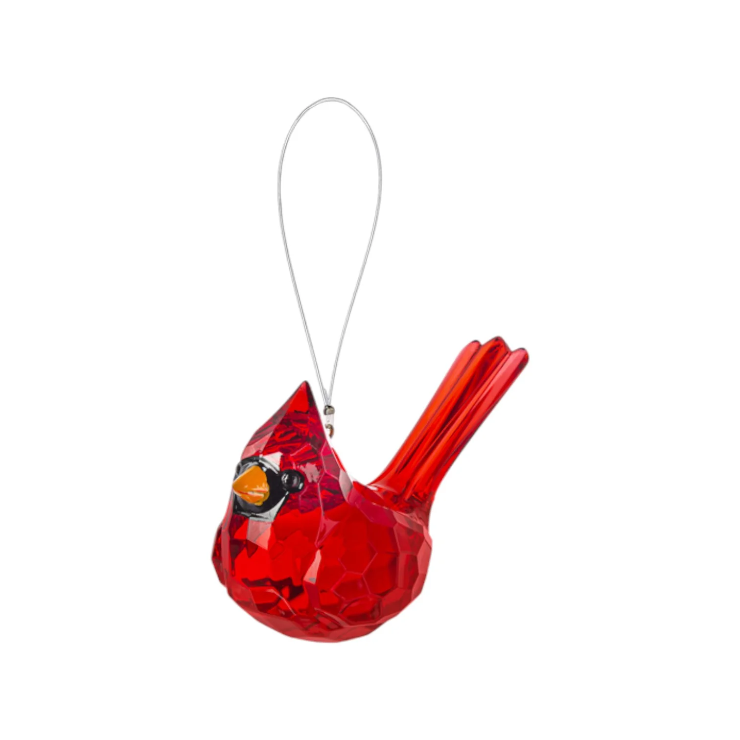 Elegant Cardinal Ornament – Faceted Acrylic, 3.5 in