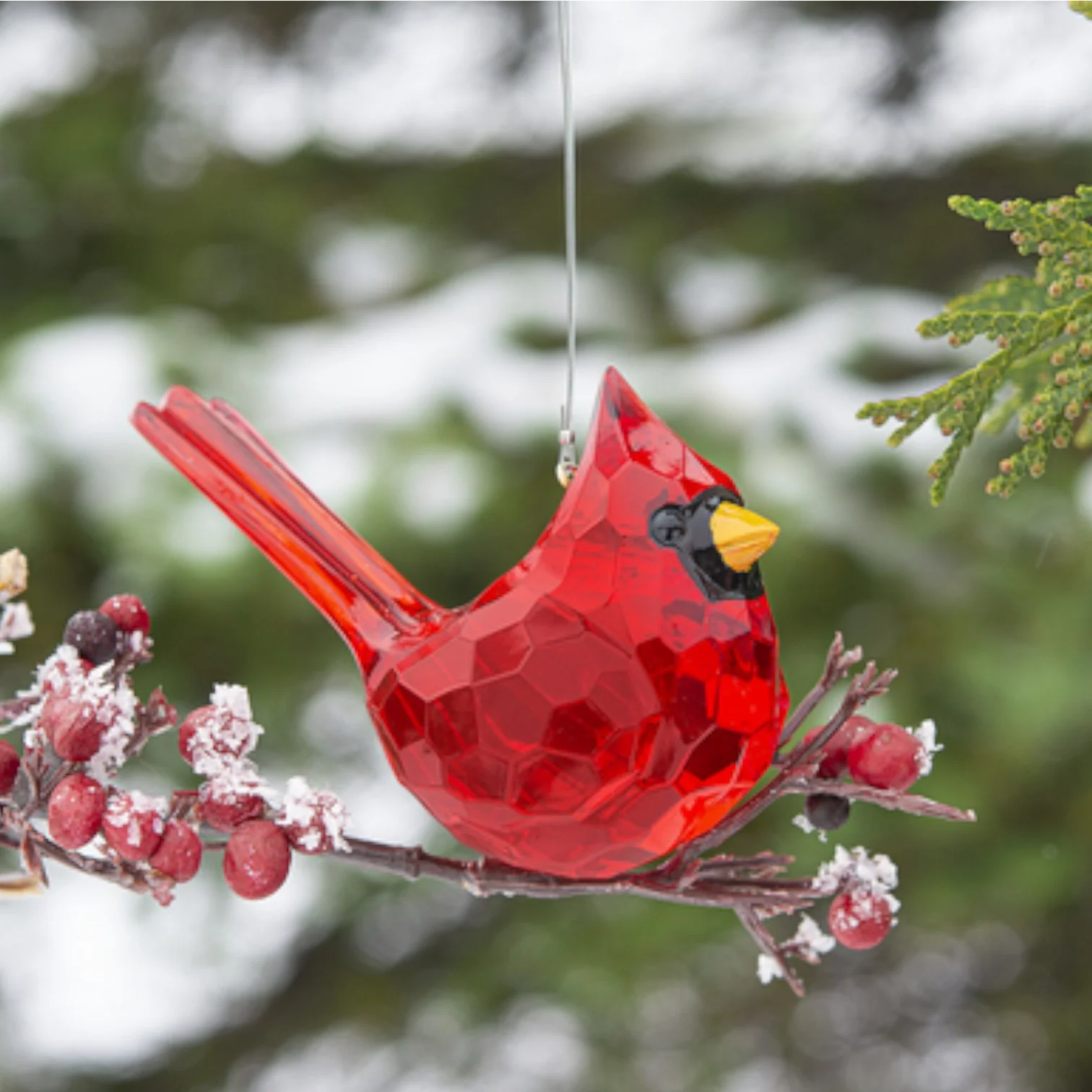 Elegant Cardinal Ornament – Faceted Acrylic, 3.5 in - Image 4