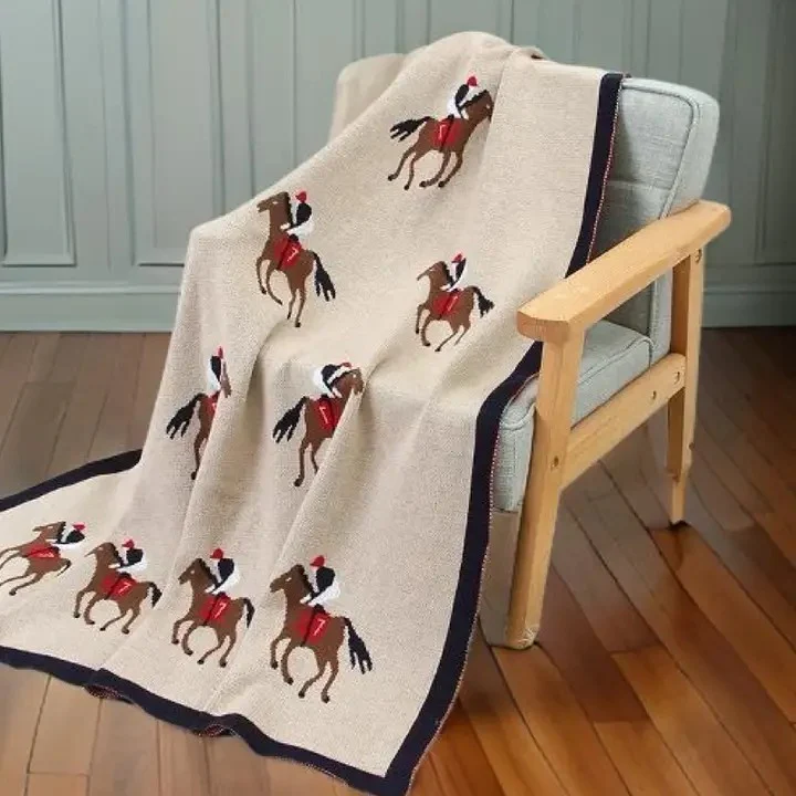 Equestrian Horse Racing Jockey Cotton Baby Blanket