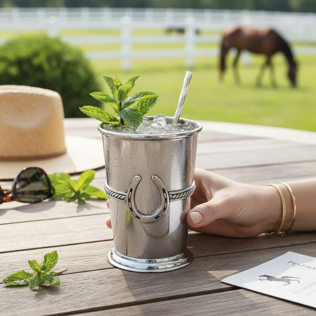 Equestrian Horseshoe Julep Cup | Luxury Pewter Barware - Image 2