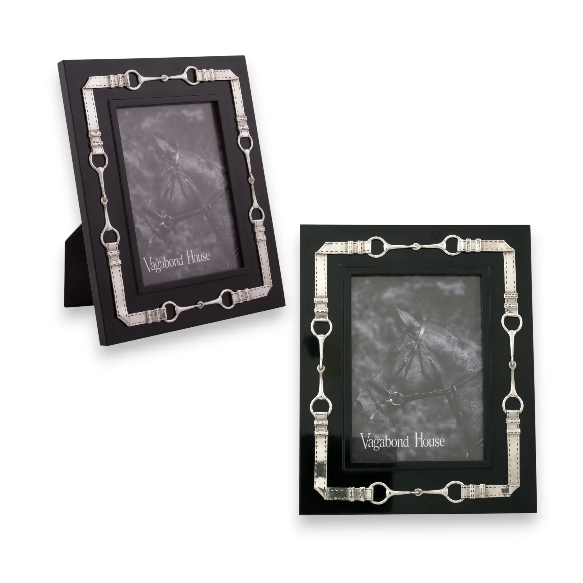 Equestrian Snaffle Bit Photo Frame 5x7 | Luxury Pewter & Wood Decor