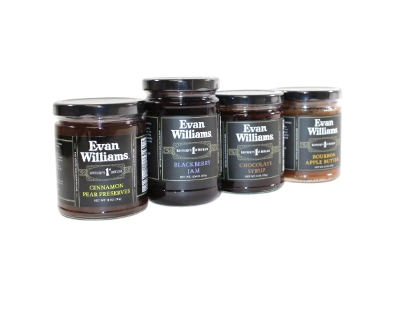 Evan Williams Kentucky Dessert Toppings – Cinnamon Pear, Chocolate, Bourbon Apple Butter & Blackberry Jam