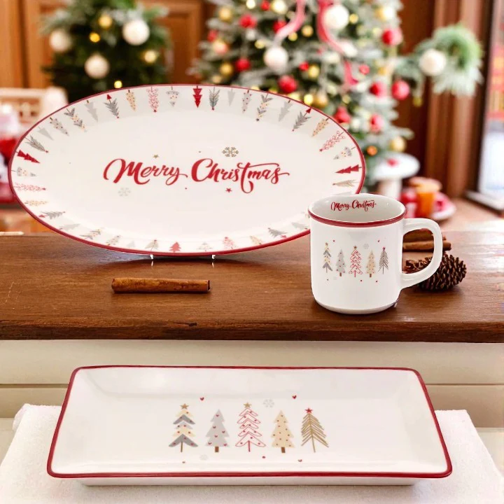 Festive Trees Tabletop Collection – Mug & Plates