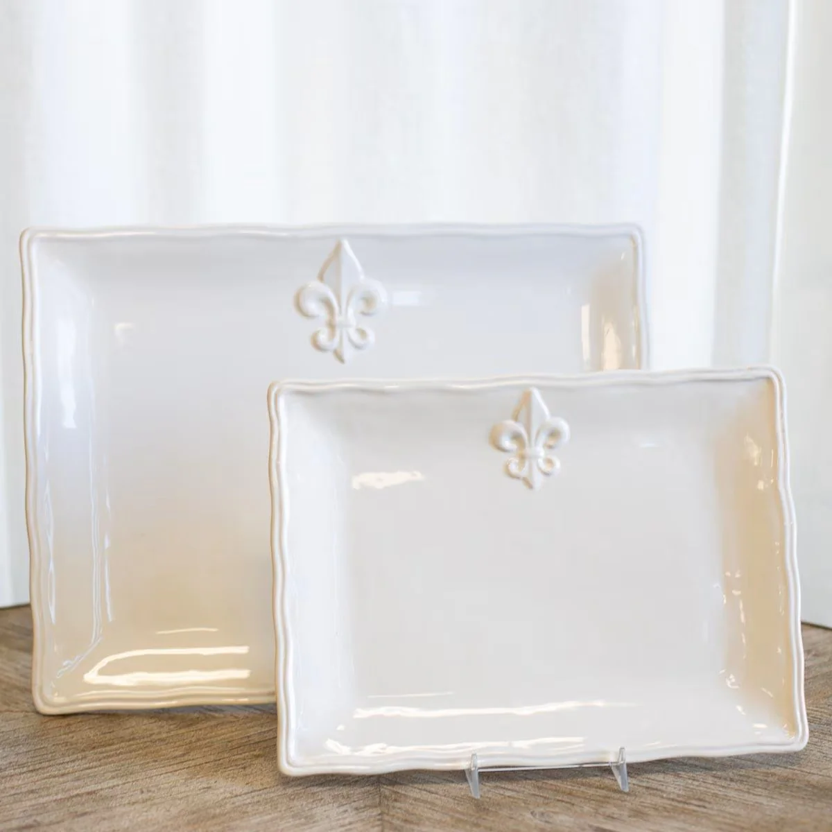 Elegant Fleur de Lis Ceramic Platter | Entertaining Serveware