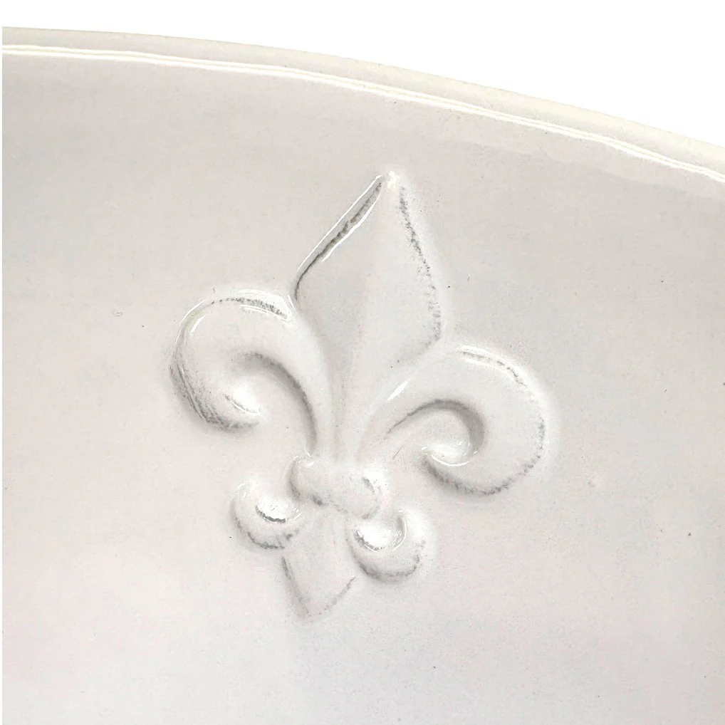 Fleur de Lis Serving Bowl | Elegant Dolomite Centerpiece (13") - Image 3