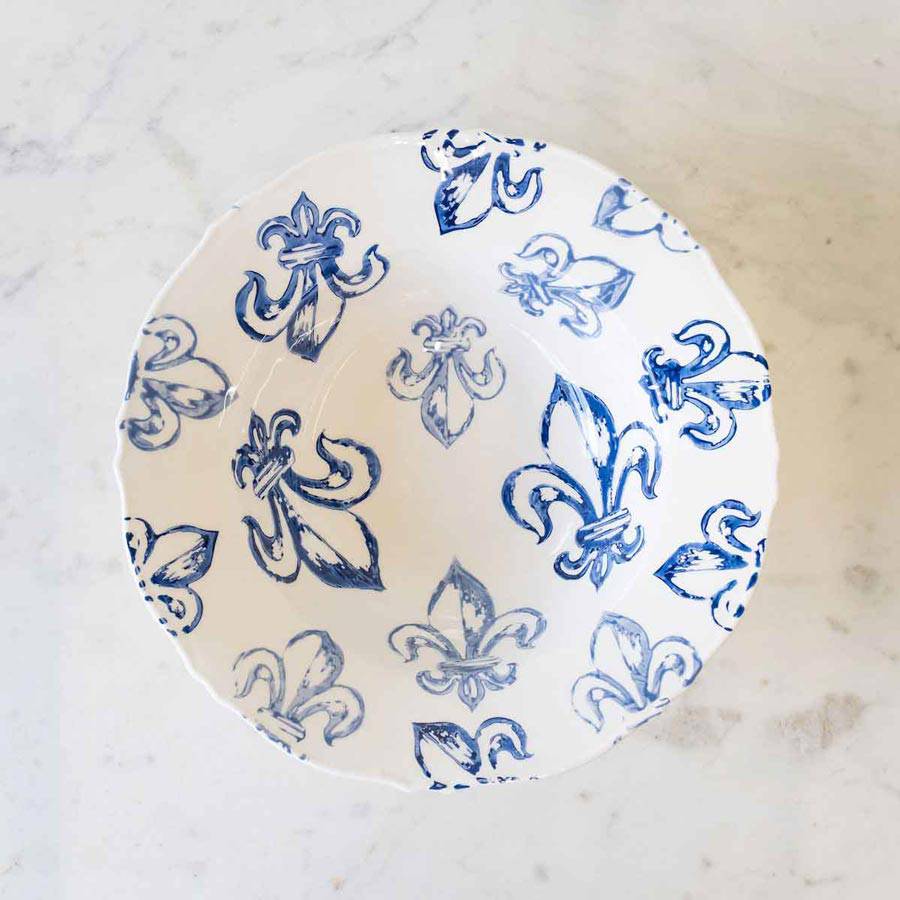 Fleur-de-Lis Watercolor Serving Bowl