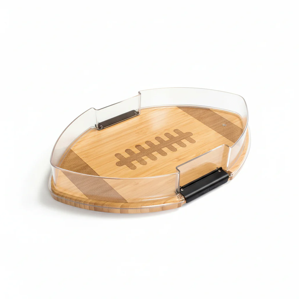 Flip, Serve & Store™ Football Charcuterie Board with Locking Lid | Game Day Serving Platter