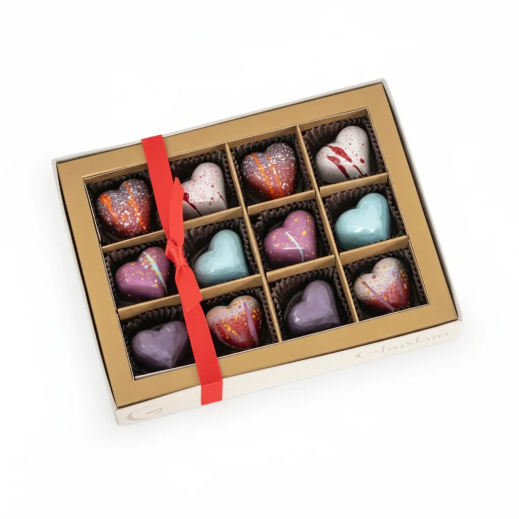 Ghyslain Valentine Window Box | Hand-Painted Gourmet Chocolates (12-Piece Gift Set)