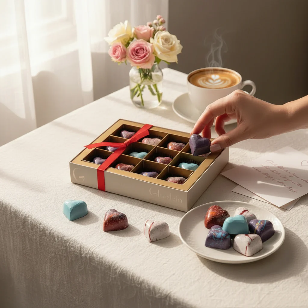 Ghyslain Valentine Window Box | Hand-Painted Gourmet Chocolates (12-Piece Gift Set) - Image 2