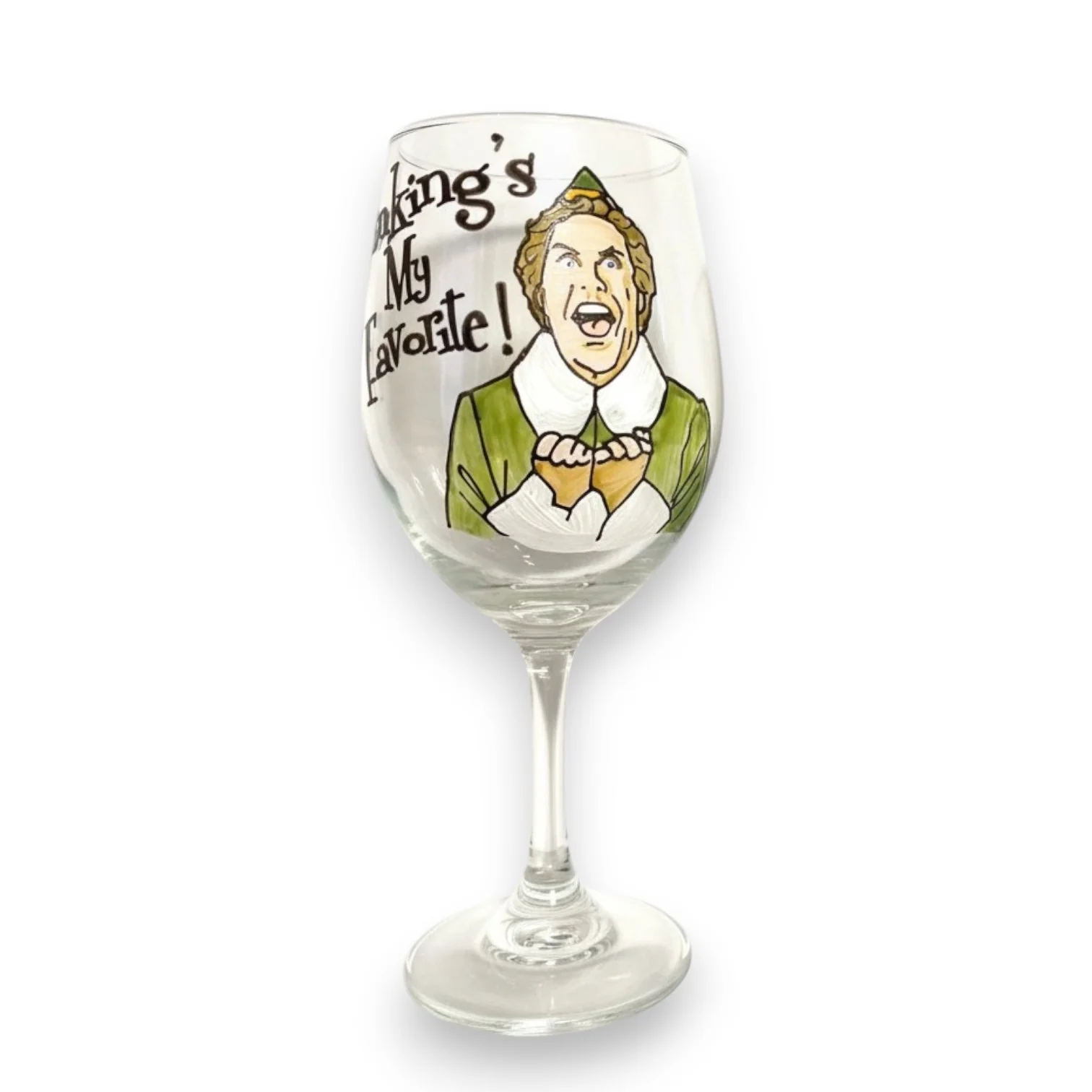 Hand-Painted Elf Wine Glass by Gail Corso