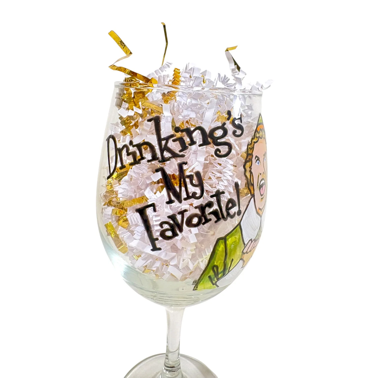 Hand-Painted Elf Wine Glass by Gail Corso - Image 3