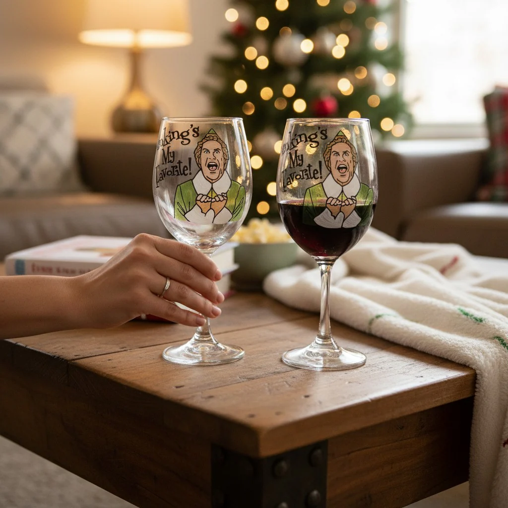 Hand-Painted Elf Wine Glass by Gail Corso - Image 5
