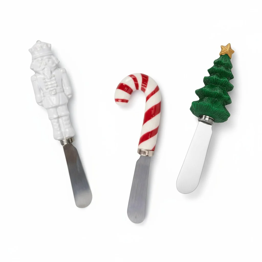 Holiday Cheese Spreaders – 3 Festive Designs (Candy Cane, Nutcracker, Christmas Tree)