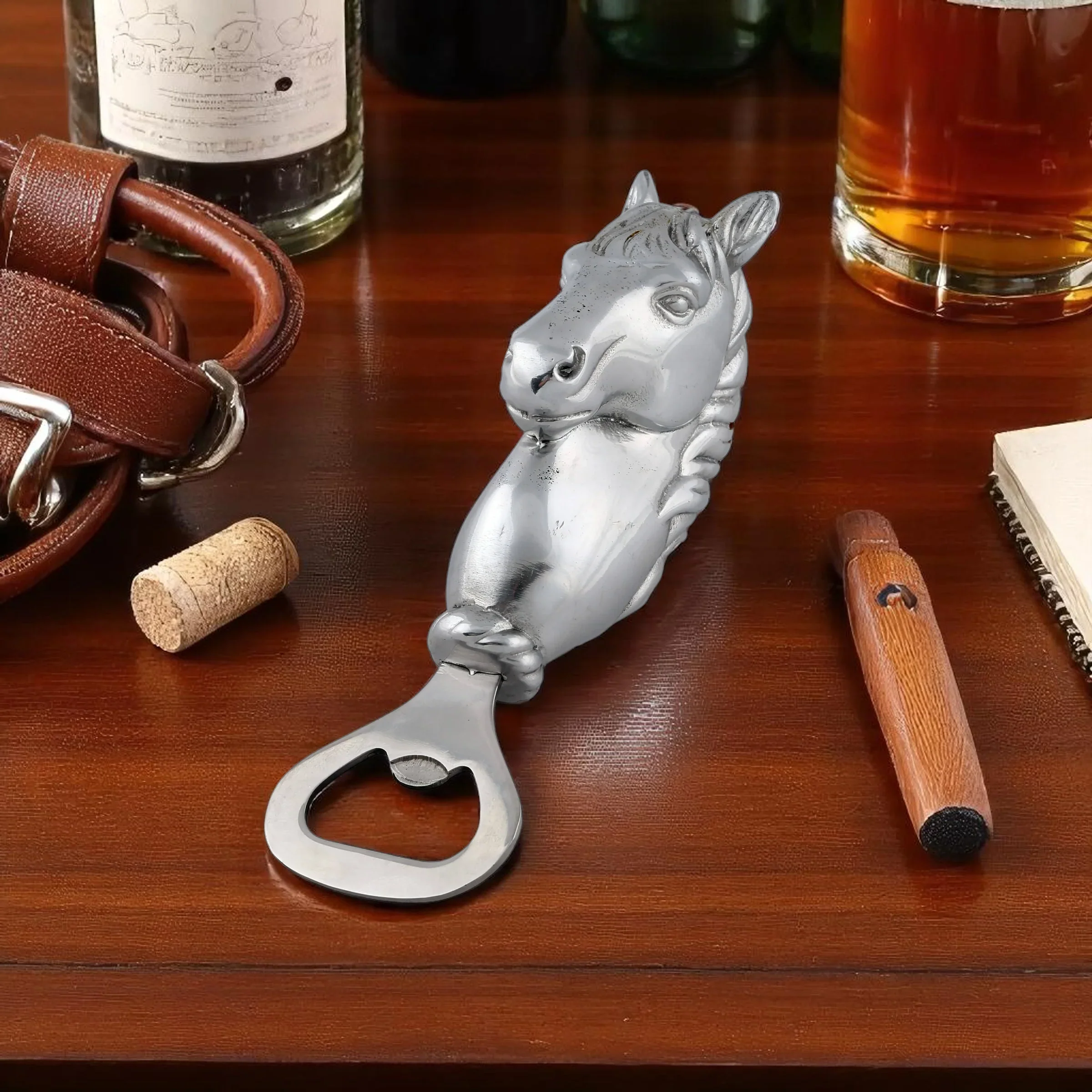 Horse Head Bottle Opener – 6.5" Polished Aluminum Equestrian Bar Tool